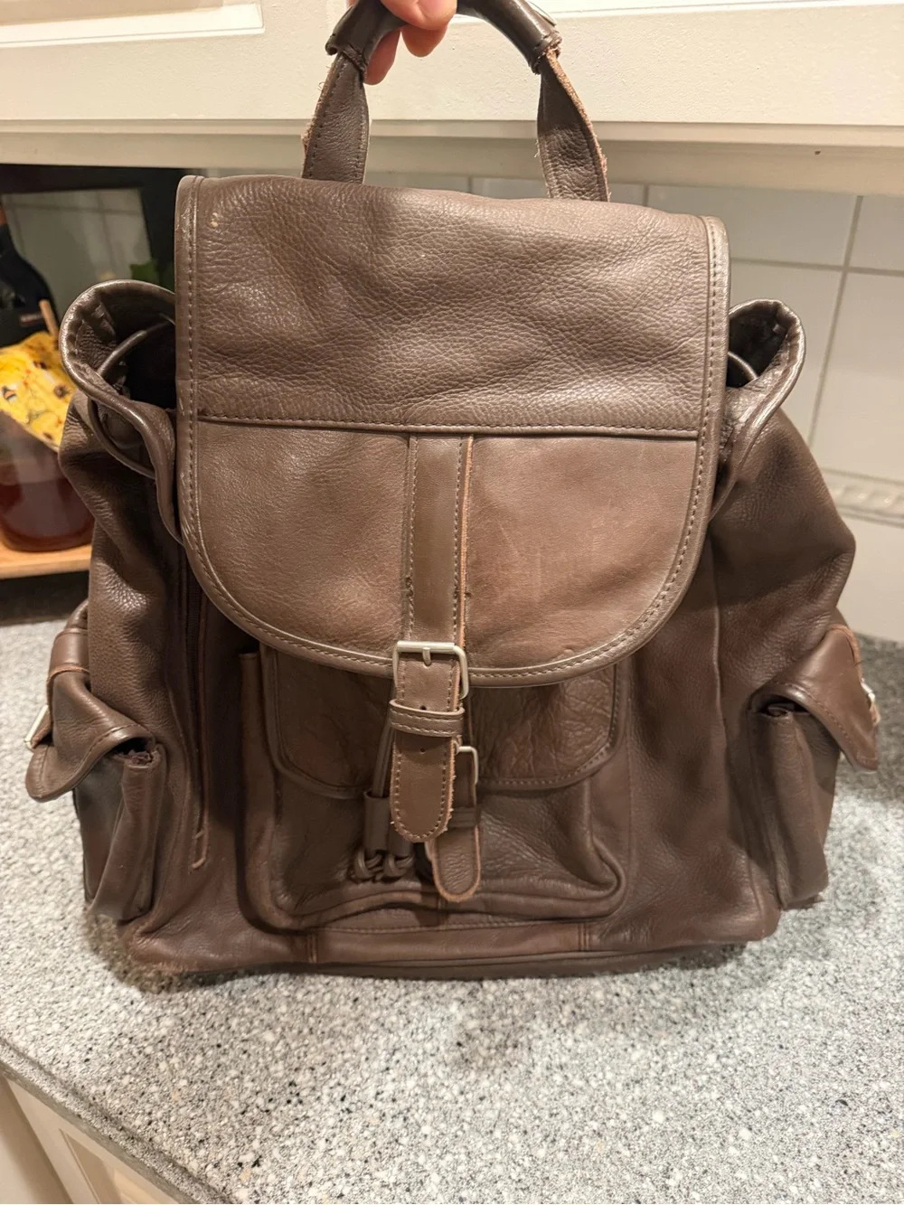 Vintage Men's Brown Leather Backpack Rucksack - Classic Backpack